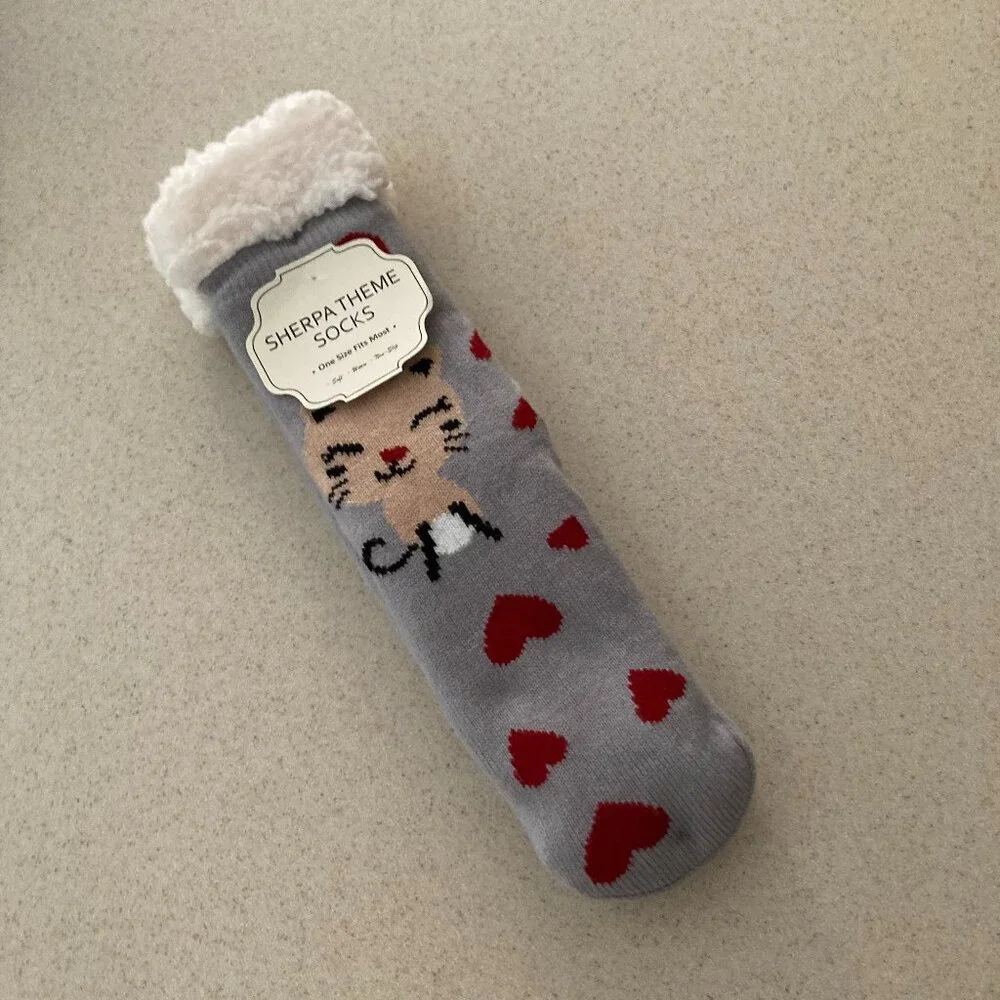 Cat Lady Socks - Sherpa Lined Adult Socks NWT